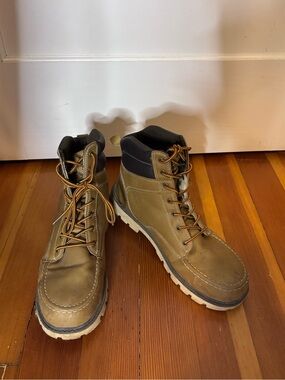 Men's Tan Lace-Up Work Boots with Padded Collar